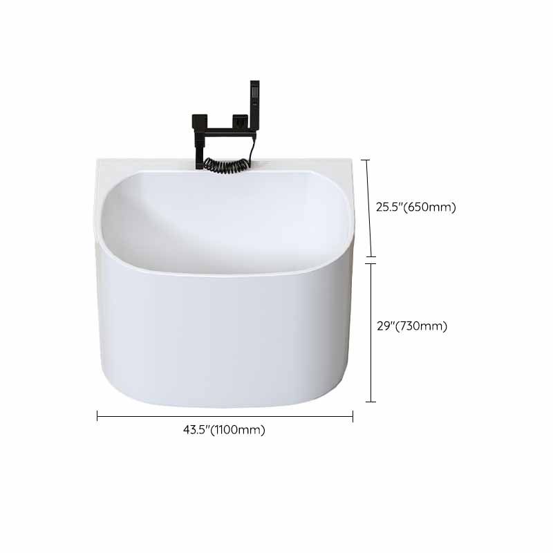 Modern Corner White Acrylic Bathtub Back to Wall with Drain Bath Tub