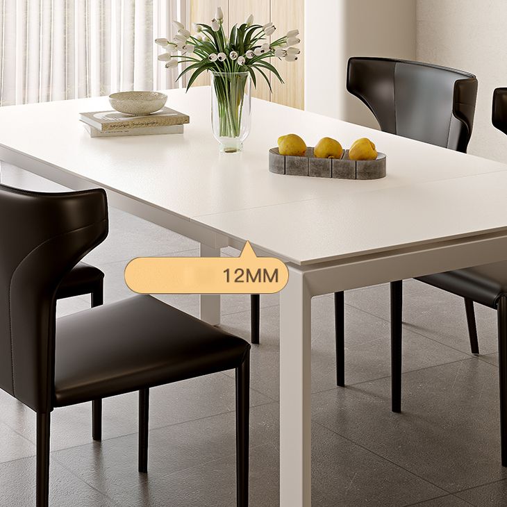 Modern Style 1/3/4/5/7 Pieces Dining Table Rectangle Stone Extendable Furniture in White