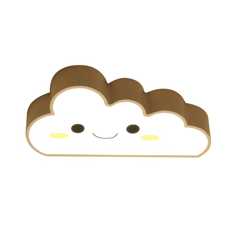 Nursery LED Ceiling Light Fixture Cartoon White Flush Mount with Cloud Acrylic Shade