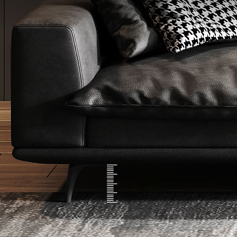 Waterproof Square Arm Sectionals 27.56"High Cushion Back Sofa,Black