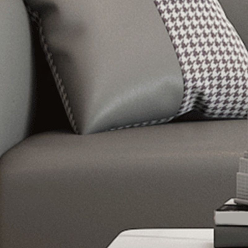 Faux Leather Sofa Tuxedo Arm Stain Resistant Sofa 25.59" H for Apartment