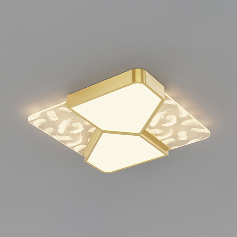 Lámpara de techo cuadrada de 4 luces, iluminación de techo de metal de estilo moderno para sala de estar