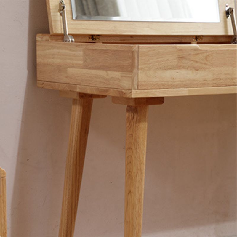Nordic Flip-Top Vanity Dressing Table Set with Stool 1-Drawer Wood Vanity Table