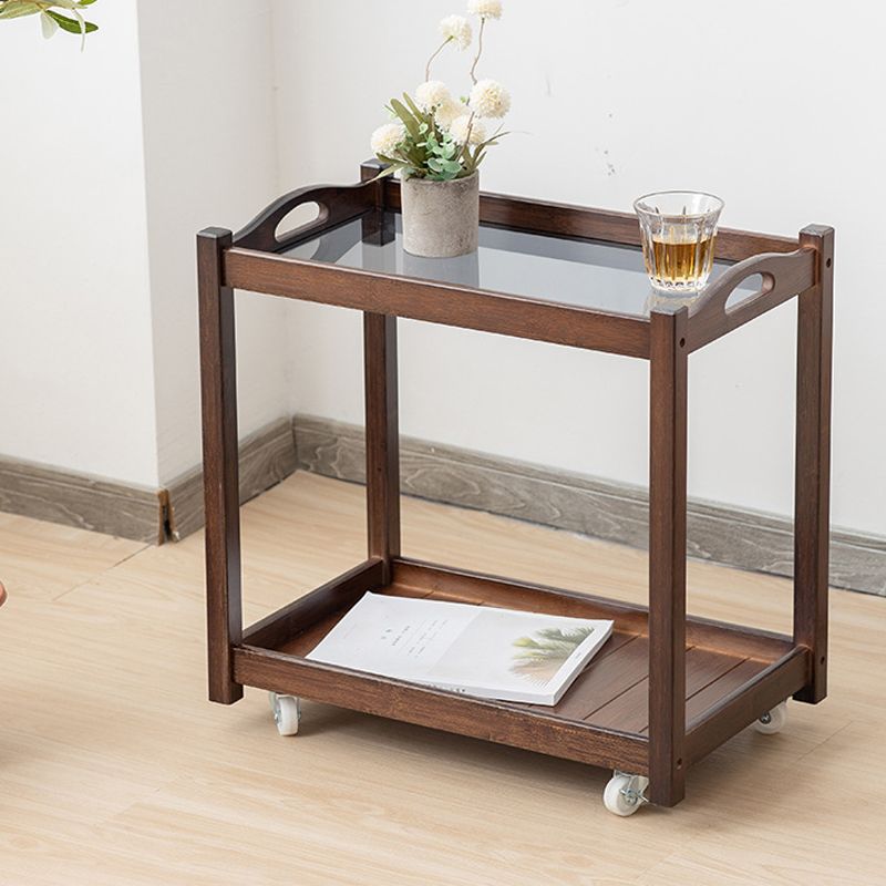 Modernistic Solid Wood with Shelf Rectangular Double Tier Side Table