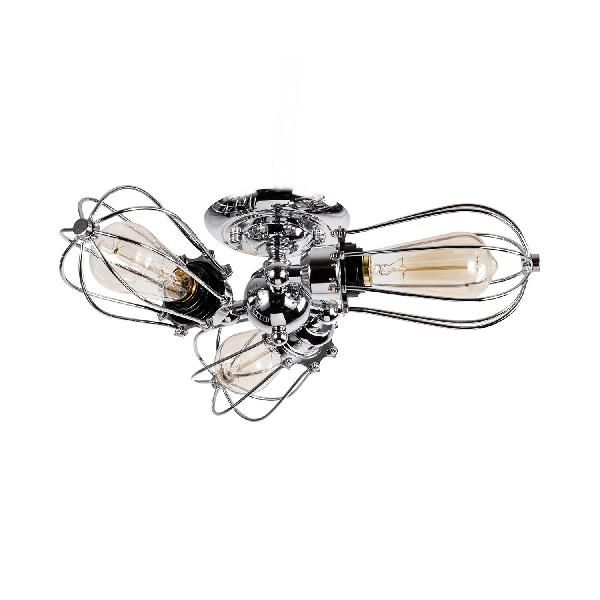 Bulb Shaped Iron Semi Flush Ceiling Light with Wire Guard Vintage Style 3/4/5 Lights Indoor Ceiling Light in Black/Silver
