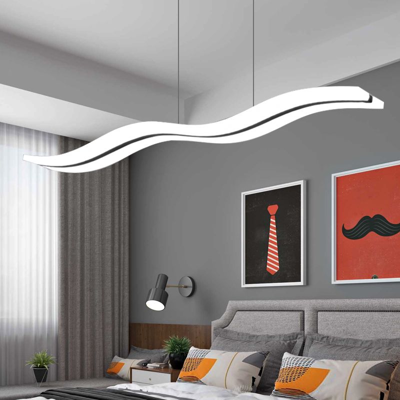 Illuminazione a sospensione acrilica ondulata contemporanea luce a led sull'isola in luce calda/bianca/naturale