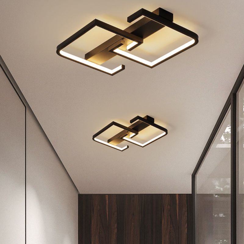 Plafonnier LED rond noir, luminaire de plafond Simple et affleurant pour le salon