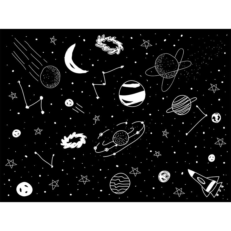 Contemporary Starry Sky View Mural Decal Dark Color Stain-Proofing Wall Decor for Bathroom