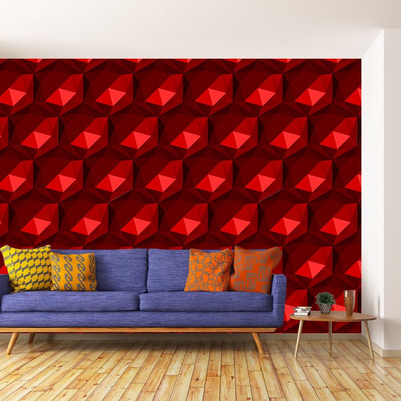 Geometric Shape Mural Wallpaper Moisture Resistant for Sitting Room, Waterproofing