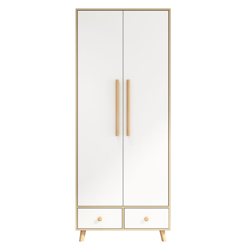 Modern White Wardrobe for Home Engineered Wood Cabinet with Hinged Doors