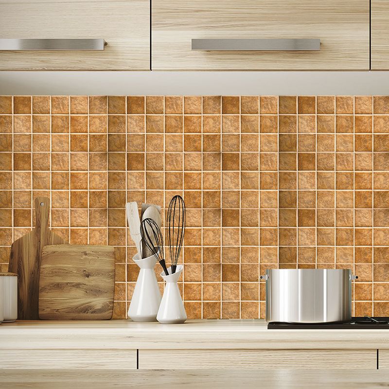 Grey-Yellow Tile Wallpaper Panels Mosaics Modern Self-Adhesive Wall Art for Bathroom