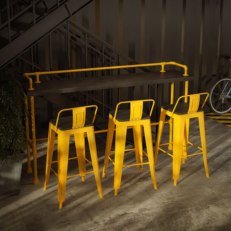 Trestle Rectangle Counter Set 1/2/4 Pieces Industrial Metal and Wood Pub Dining Set