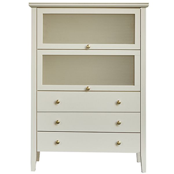 Glam Stone and Wood Buffet Server Living Room White Dining Server with Drawers