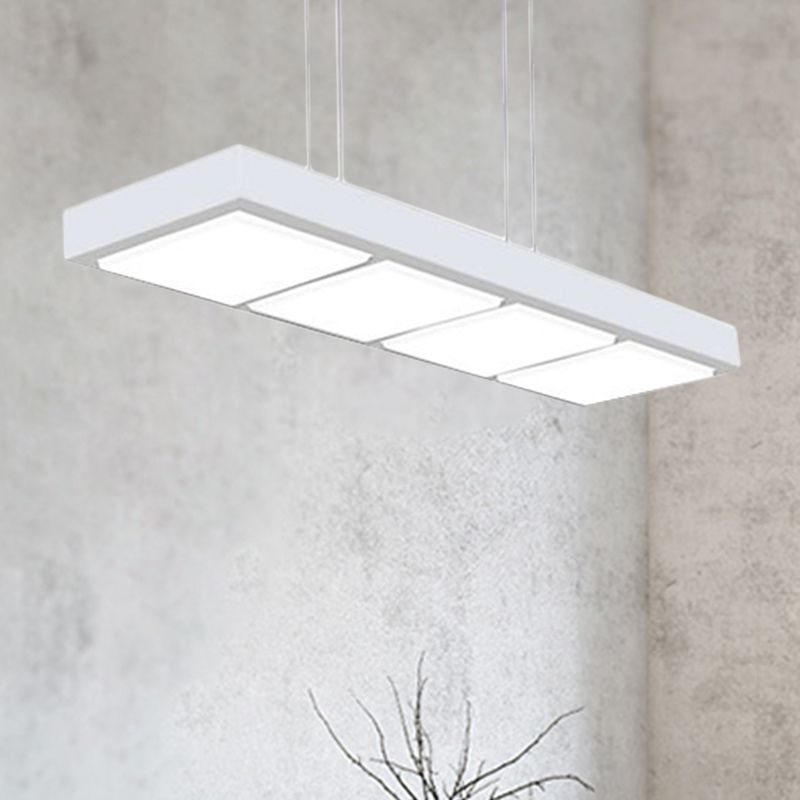 Rectangular Island Lamp Modern Metal 3/4/5 Lights Black/White Office Hanging Light in Warm/White