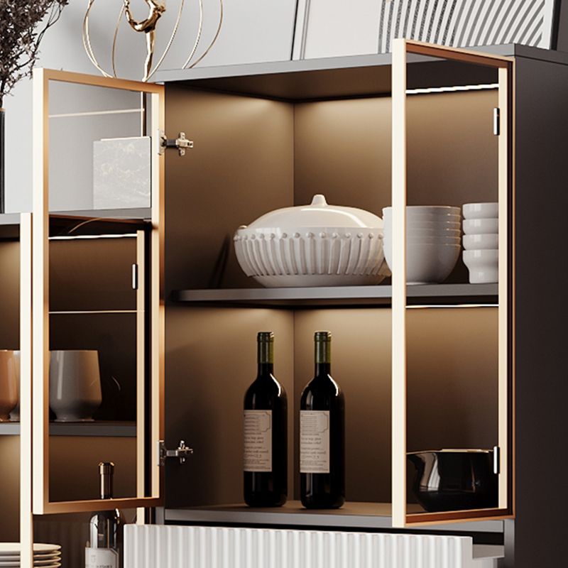 Contemporary Display Stand Faux Wood Storage Cabinet for Dining Room