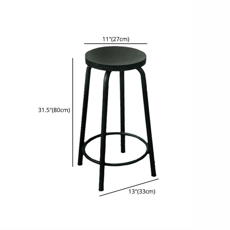 Modern Style Iron Bar Stool with Footrest Coffee Shop Casual Round Bar Stool