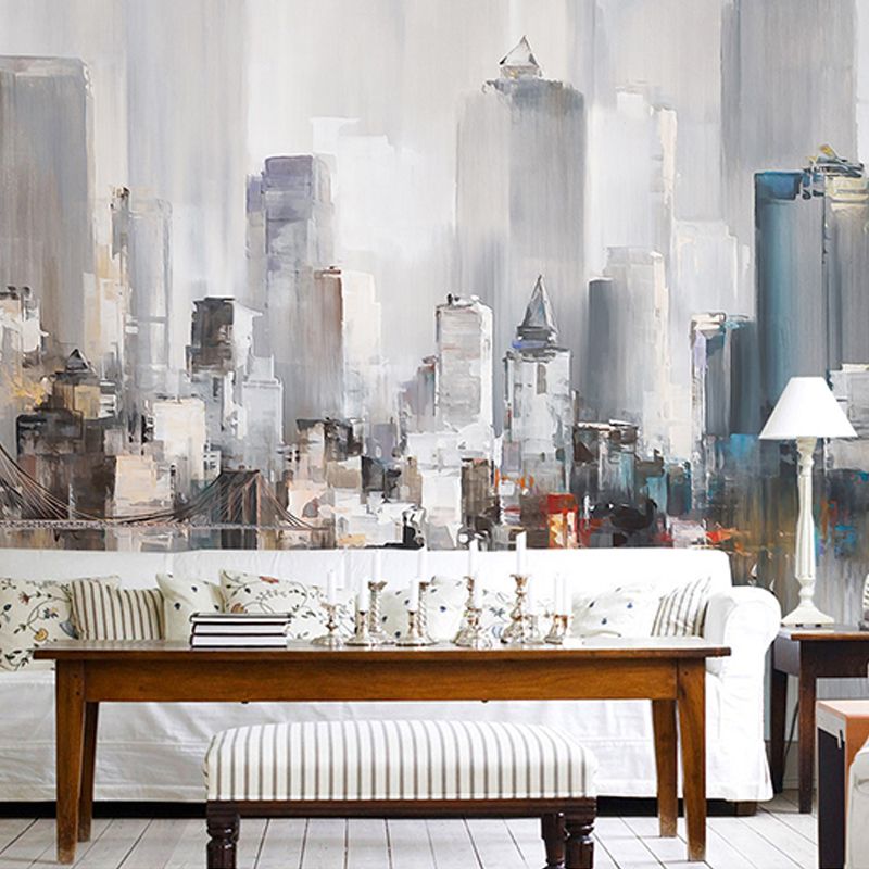 Extra Large Wall Art for Restaurant and Bar New York City and Tall Building Mural for Accent Wall