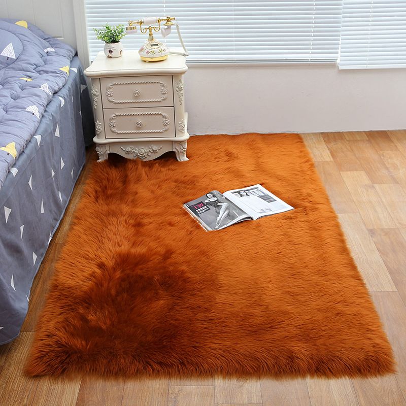 Shag Plain Rug Multi Color Simple Area Carpet Polypropylene Washable Anti-Slip Stain Resistant Rug for Room