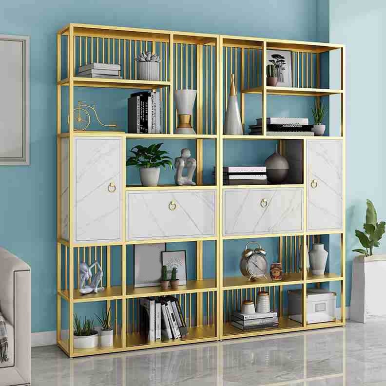 Modern Metal Shelf Bookcase Open Home Bookshelf with Cabinets
