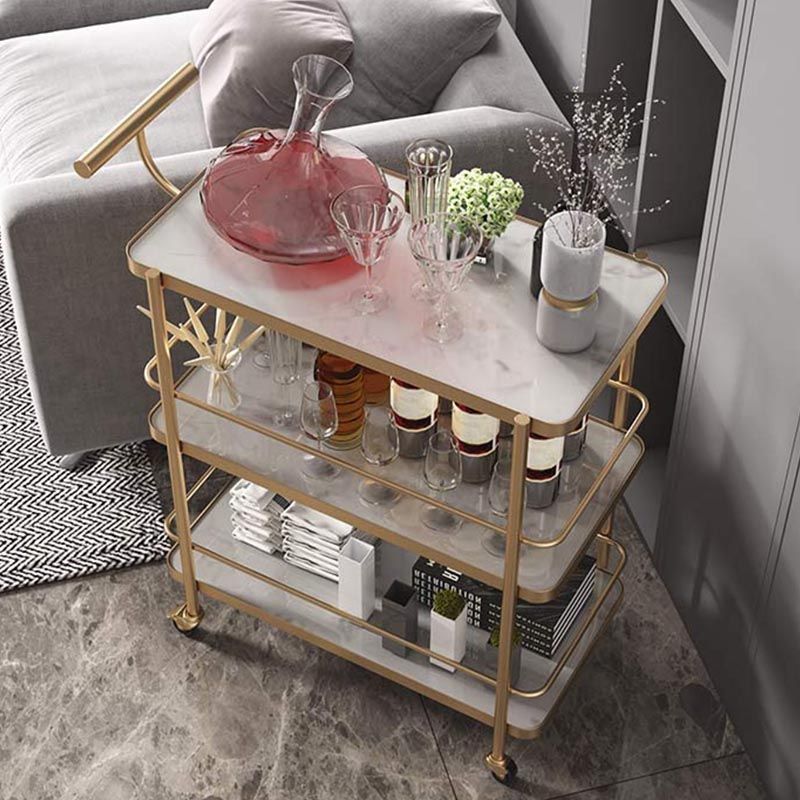 Modern 35.43"H Rolling Prep Table Rectangular Metal Prep Table