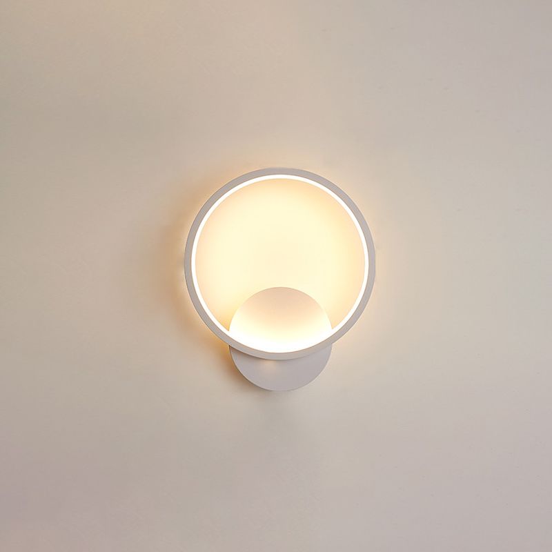 1-Light Geometric Shade Wall Sconce Modern Simple Style LED Wall Lighting in White