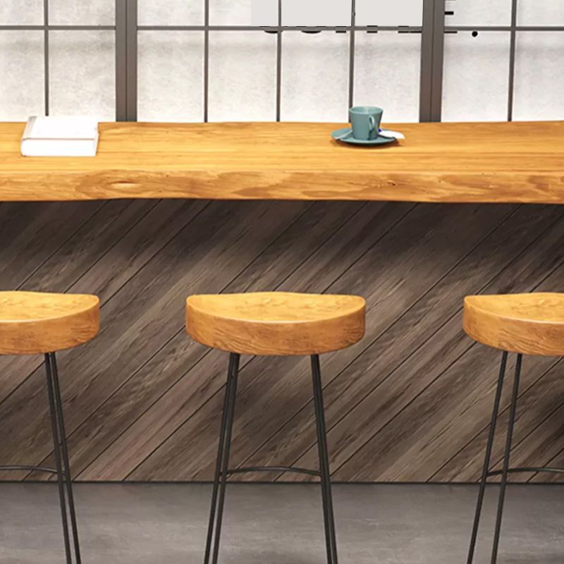 Industrial Solid Wood Natural Bistro Accent Dining Table Sled Bar Table
