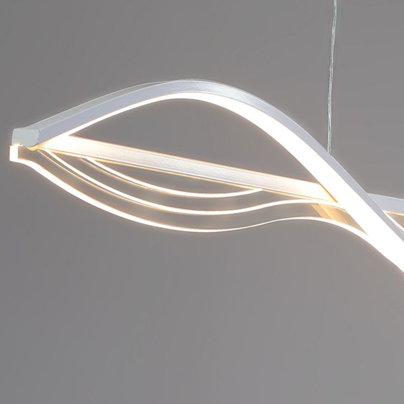 Strip Shape Island Lamp LED Island Hanging Lamp with Silica Gel Shade for Dining Room