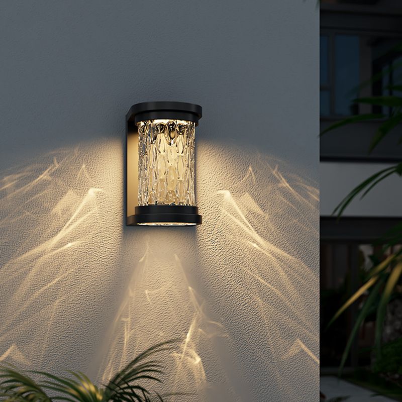 Simple Wall Sconce Cylinder Outdoor Wall Light Fixture with Glass