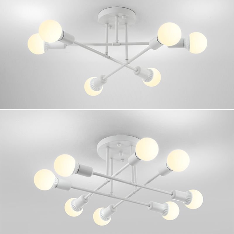 Lineaire Plafond Verlichting Retro Industrieel Ijzer Blootgesteld Lamp Semi Flush Mount Verlichting voor Living Room