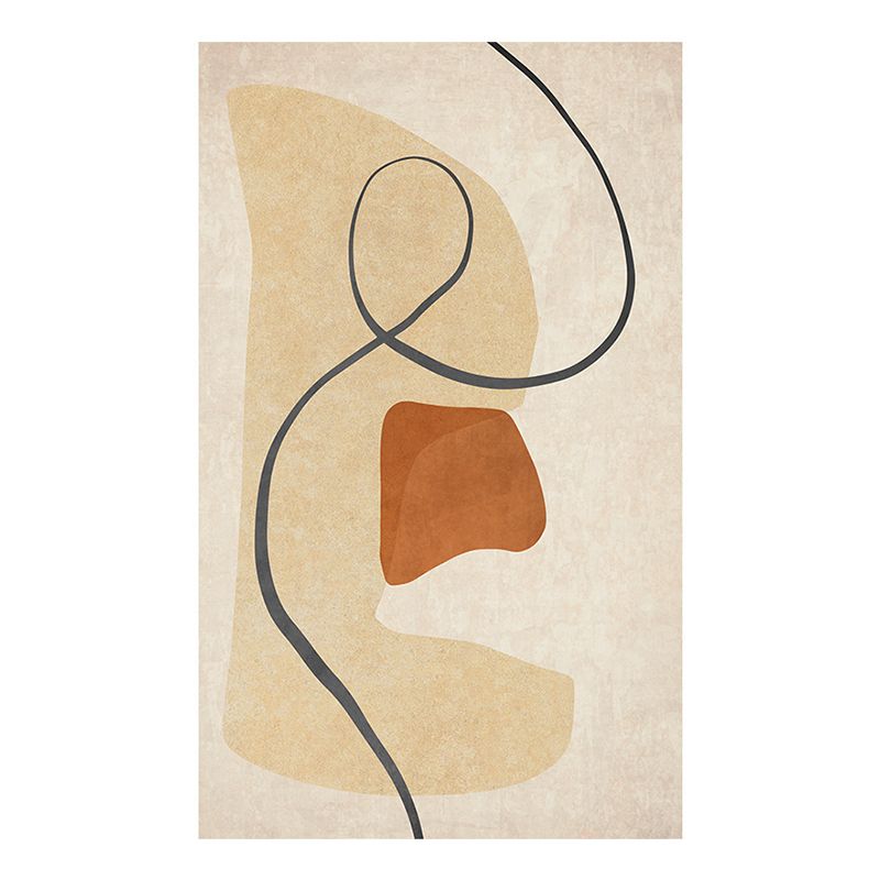 Light Brown Contrast Color Rug Polyester Casual Rug for Living Room