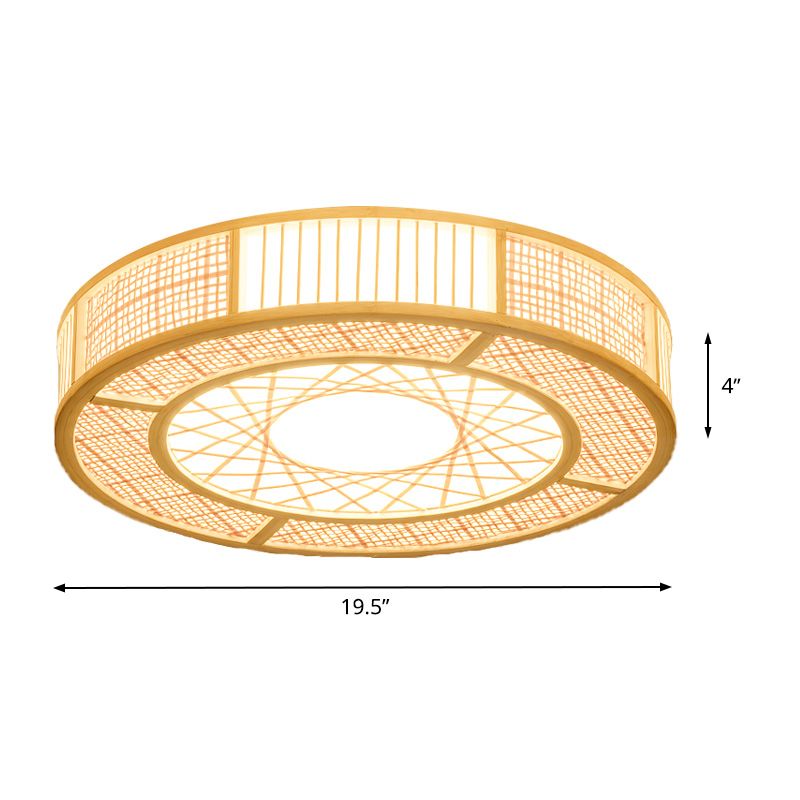 Bamboe handbewerkte Japanse inbouwlamp met 3 lampen, plafondmontage in hout
