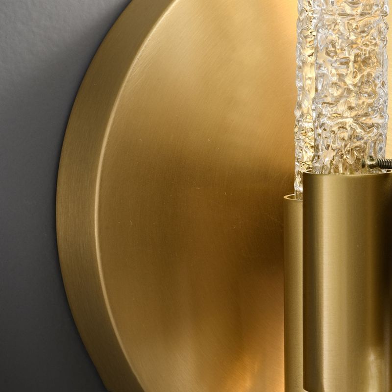 Modern 2 - Light Wall Mounted Sconce Brass and Glass Wall Light in Gold and Clear