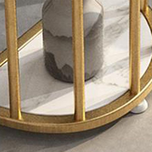 Glam Living Room Bistro Bar Table Oval Stone and Metal Bistro Table with Storage