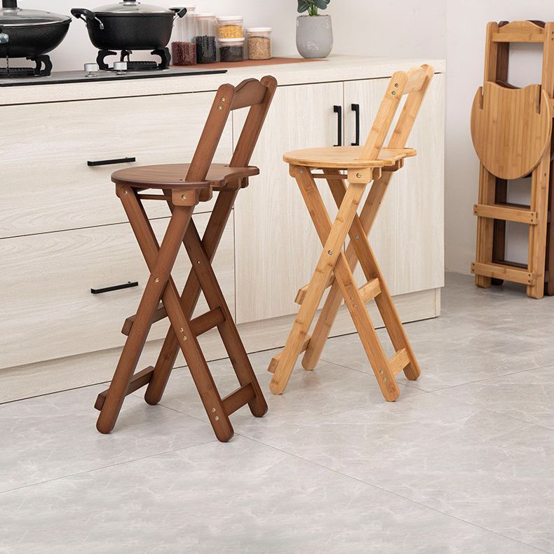 Modern Design Low Back Round Bar Stools for Home Solid Wood Bar Stool with Wood Seat