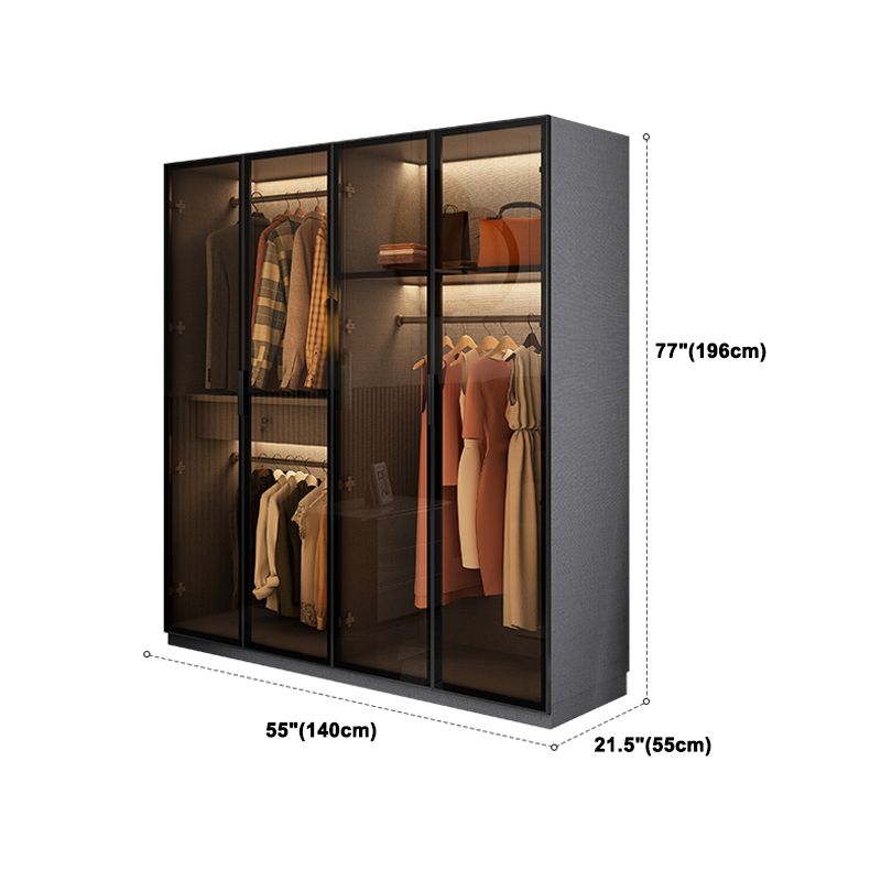 Contemporary Style Wardrobe Gray Colour Wooden Wardrobe Closet
