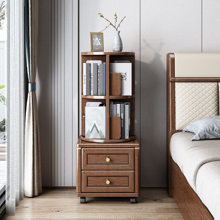 Minimalistic Wooden Accent Chest Living Room Chest with Shelves in Dark Brone