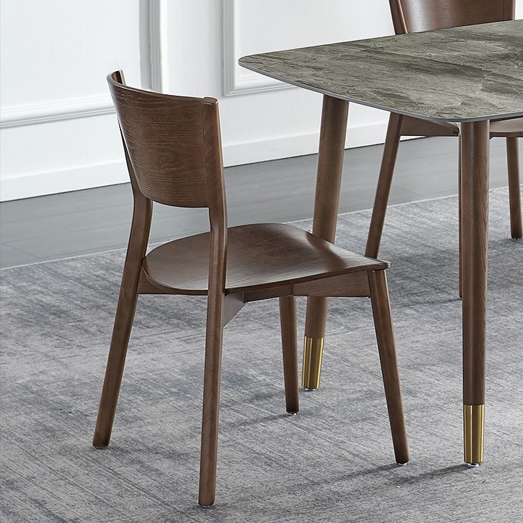 Chaises d'appoint de salle à manger de style scandinave Chaises sans accoudoirs à dossier ouvert en bois (Ensemble de 2)