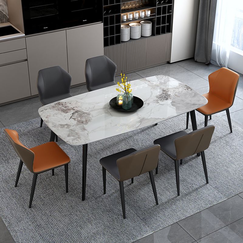 Contemporary Dining Set 1/7 Pcs Sintered Stone Dining Table with Wingback Chairs