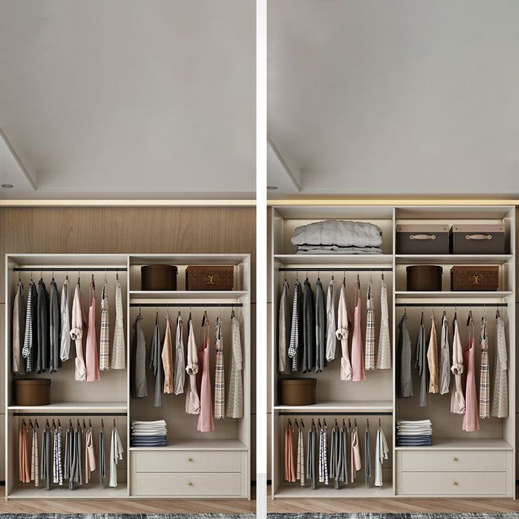 Engineered Wood Wardrobe Cabinet with Drawer Modern Wardrobe Closet