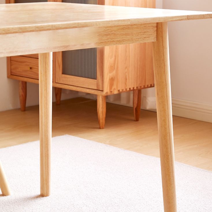 Mesa de comedor rectangular de color madera, mesa de madera maciza contemporánea con 4 patas