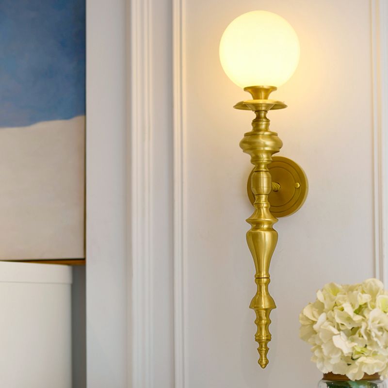 Ball Shape Metal Wall Light Modern Style 1 Light Wall Light Sconce in Gold