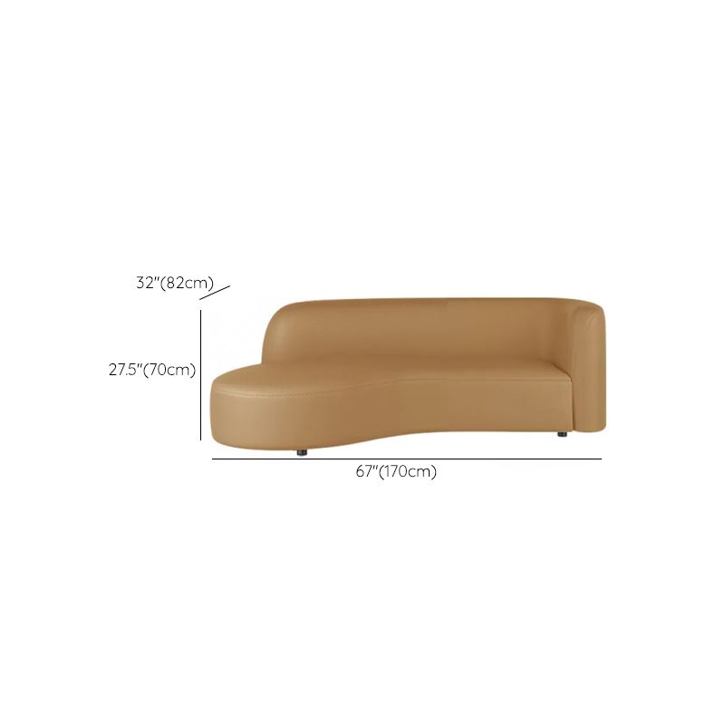 Brown One Arm Sectional Sofas Solid Wood Sectional Couch for Living Room