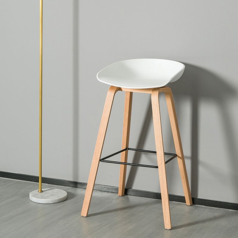 Contemporary Plastic Bucket Bar Stool with Beech Solid Wood Base