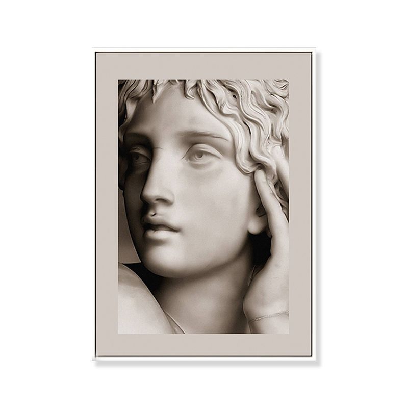 Light Color Angel Sculpture Art Print Figure Modern Textured Canvas for Living Room