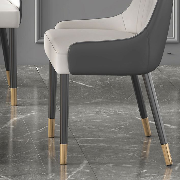 Modern Sintered Stone Rectangle Dining Room Table with Microfiber Leather Chairs for Home