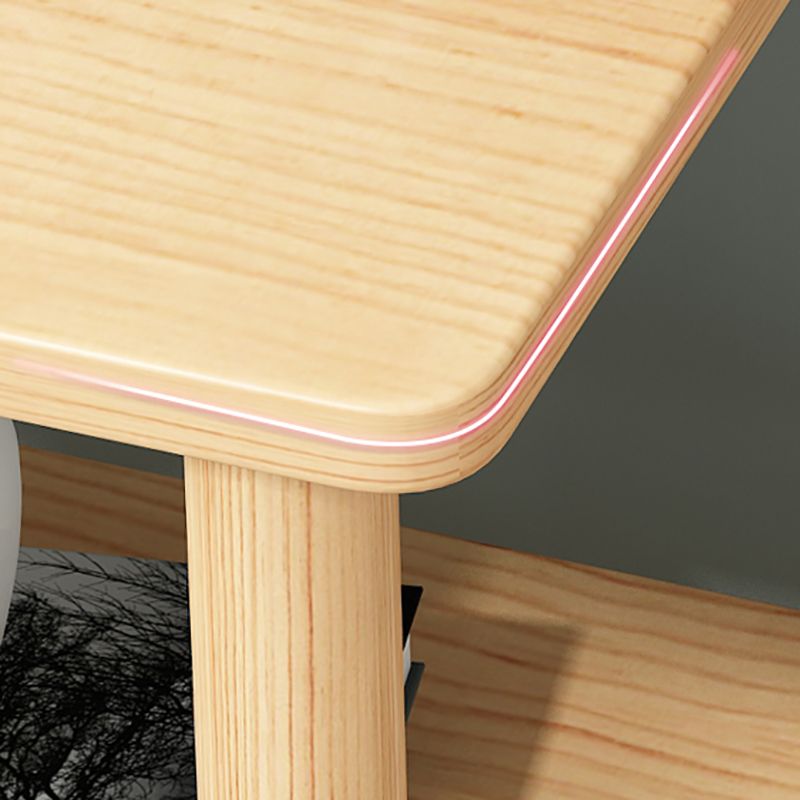 Modern Wood Side Table 20.86" Tall 4 Legs End Table with Shelf