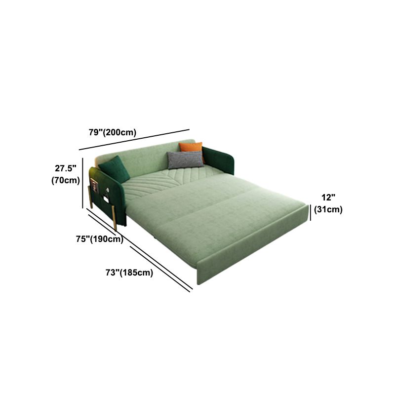 Velvet Contemporary Tight Back Square Arm Bed Sofa Couch in Green