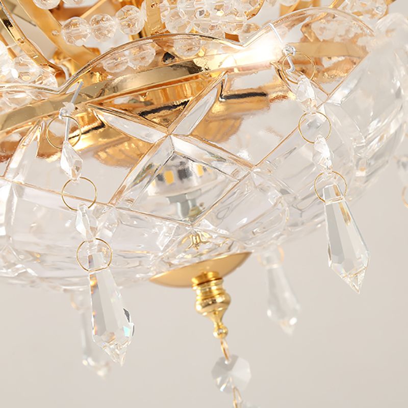Luce a sospensione con corridoio Lotus Crystal 1 Luce a sospensione contemporanea Luce in oro