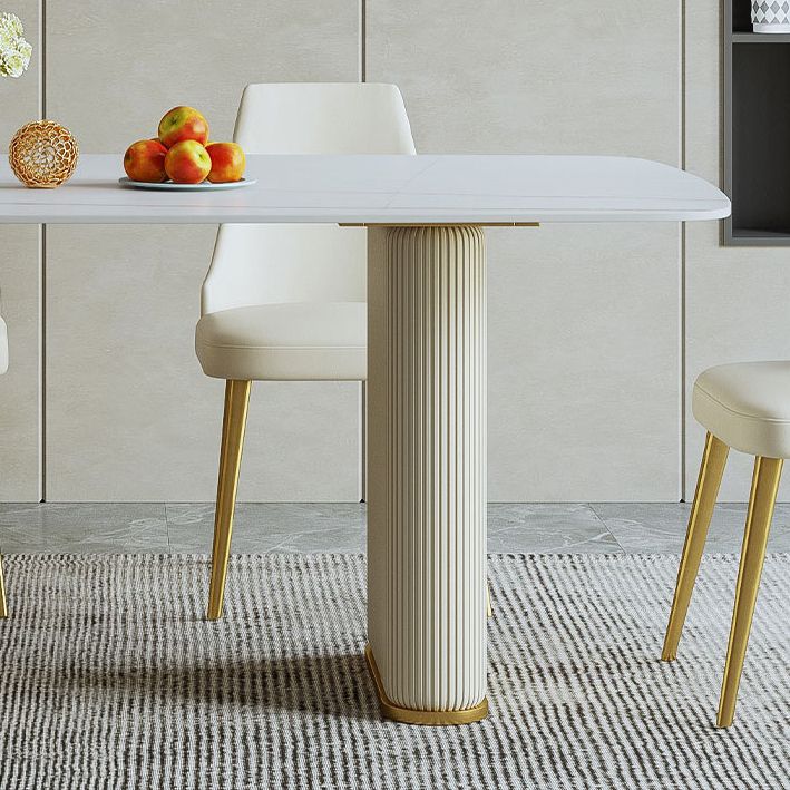 1/4/6/7/9 Pieces Rectangle Dining Set Sintered Stone Top Dining Table with Leather Chairs