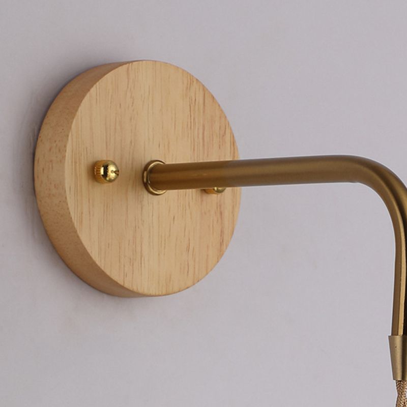 Modern Glass Wall Light Geometric Shape Wall Sconce with Wood for Living Room